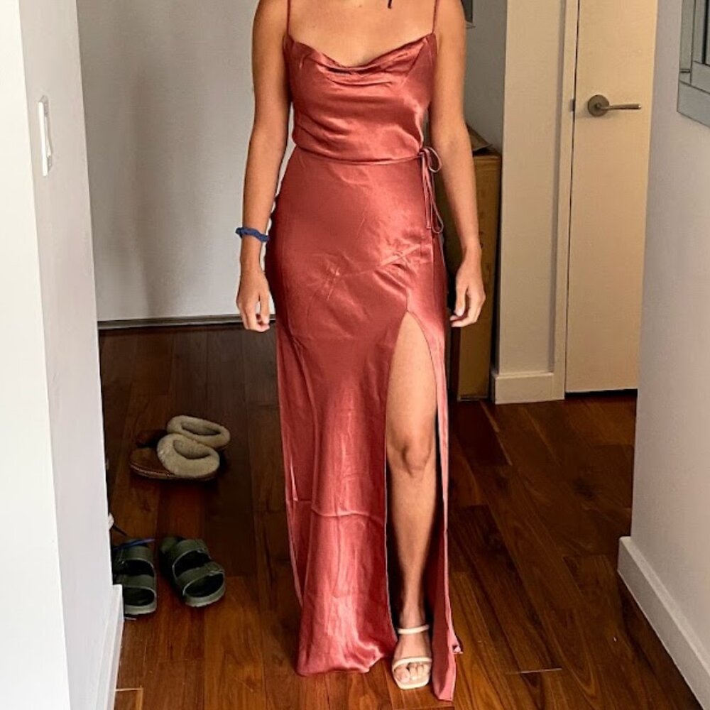 Shona Joy La Line Bias Cowl Maxi Dress - Terracotta Pink